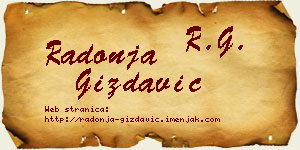 Radonja Gizdavić vizit kartica